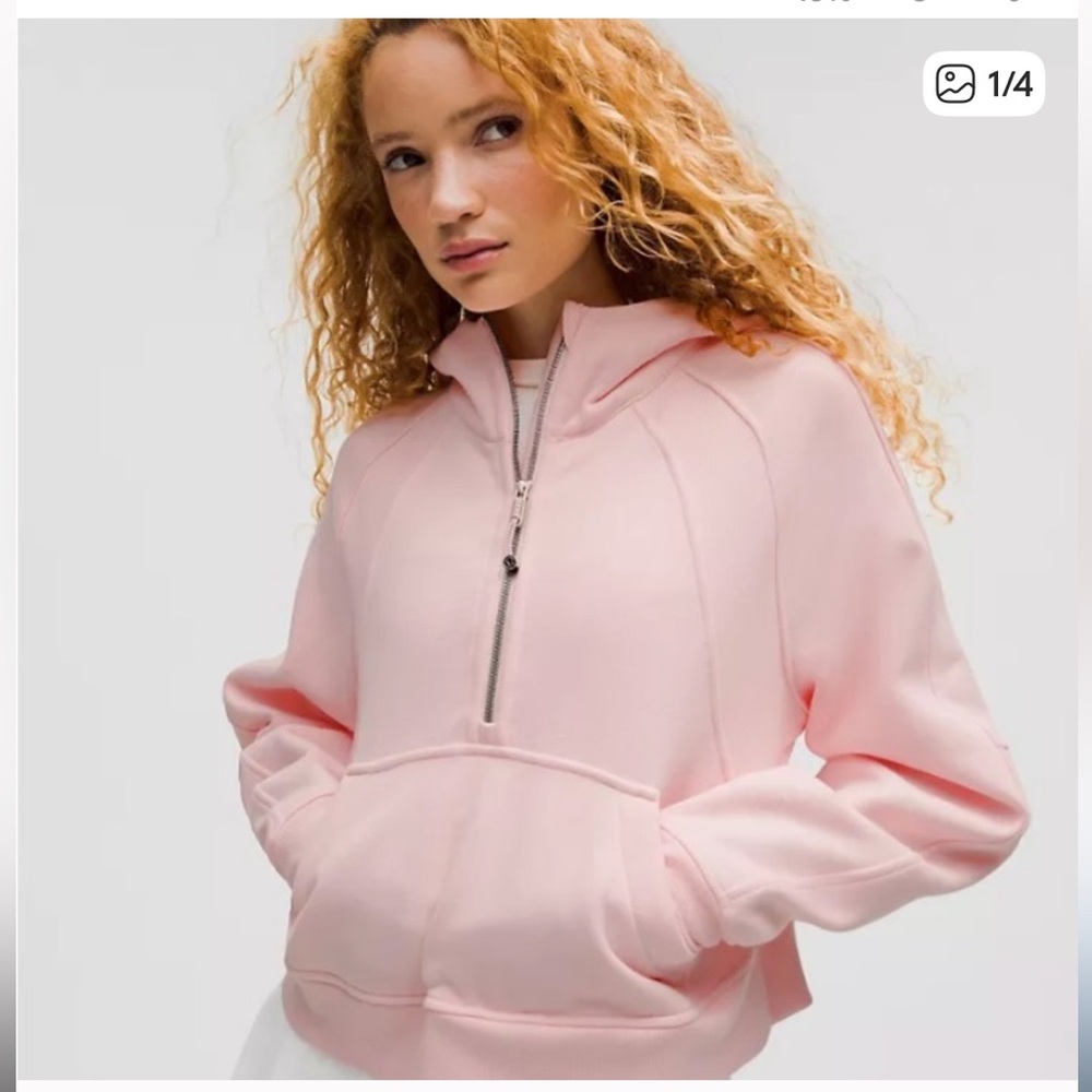 Lululemon Athletica Strawberry Milkshake Scuba Oversized Half-Zip Hoodie M/L